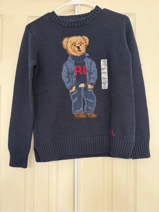 Polo Ralph Lauren Sweaters - Polo by Ralph Lauren Navy Crewneck Sweater with Bear Intarsia